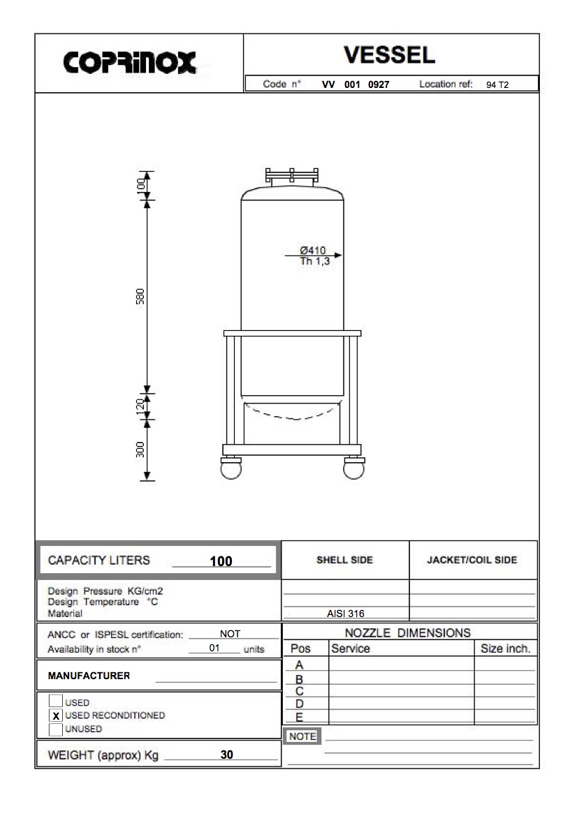 Usato Serbatoio  da 100 Litri