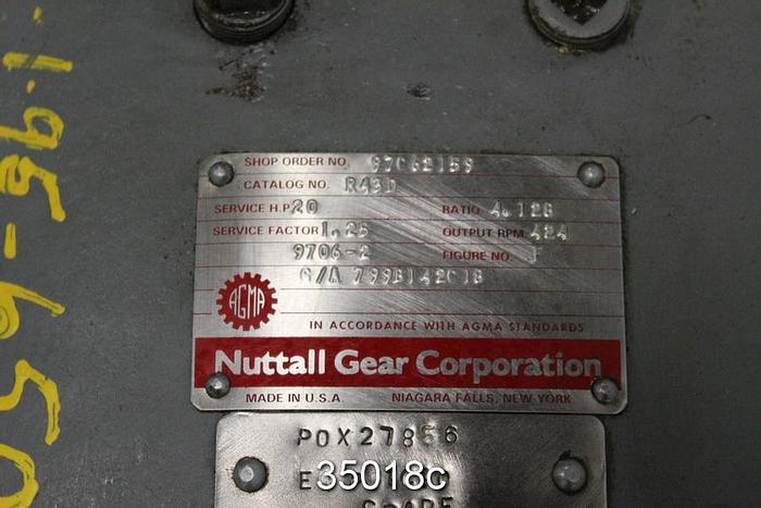 Used Nuttall R430 Gear Drive, 4.128/1 Ratio, 424 Output RPM #35018