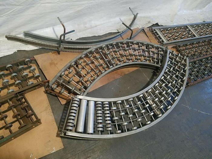 Used 60 FT Gravity Roller Conveyor Tracking One Lot One Price 6 Straight & 2 Curved