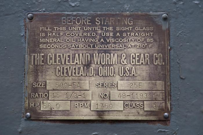Used Cleveland 500-FA 25 E Gear Box, 15 1/3-1 Ratio #43843