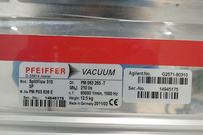 Used PFEIFFER SplitFlow 310 3P Agilent G2571-80310 Vacuum Pump with Controller TC 400