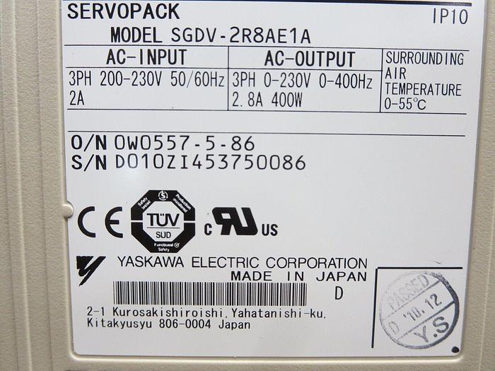 Used Yaskawa SGDV-2R8AE1A