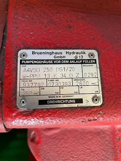 Used Tandem axial piston pump with Rexroth A4VSO 250 DS1/20 + A4VSO 125 DS1/10