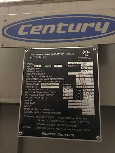 2000 Century Absorption Chiller 240 Ton AR-D 240L2