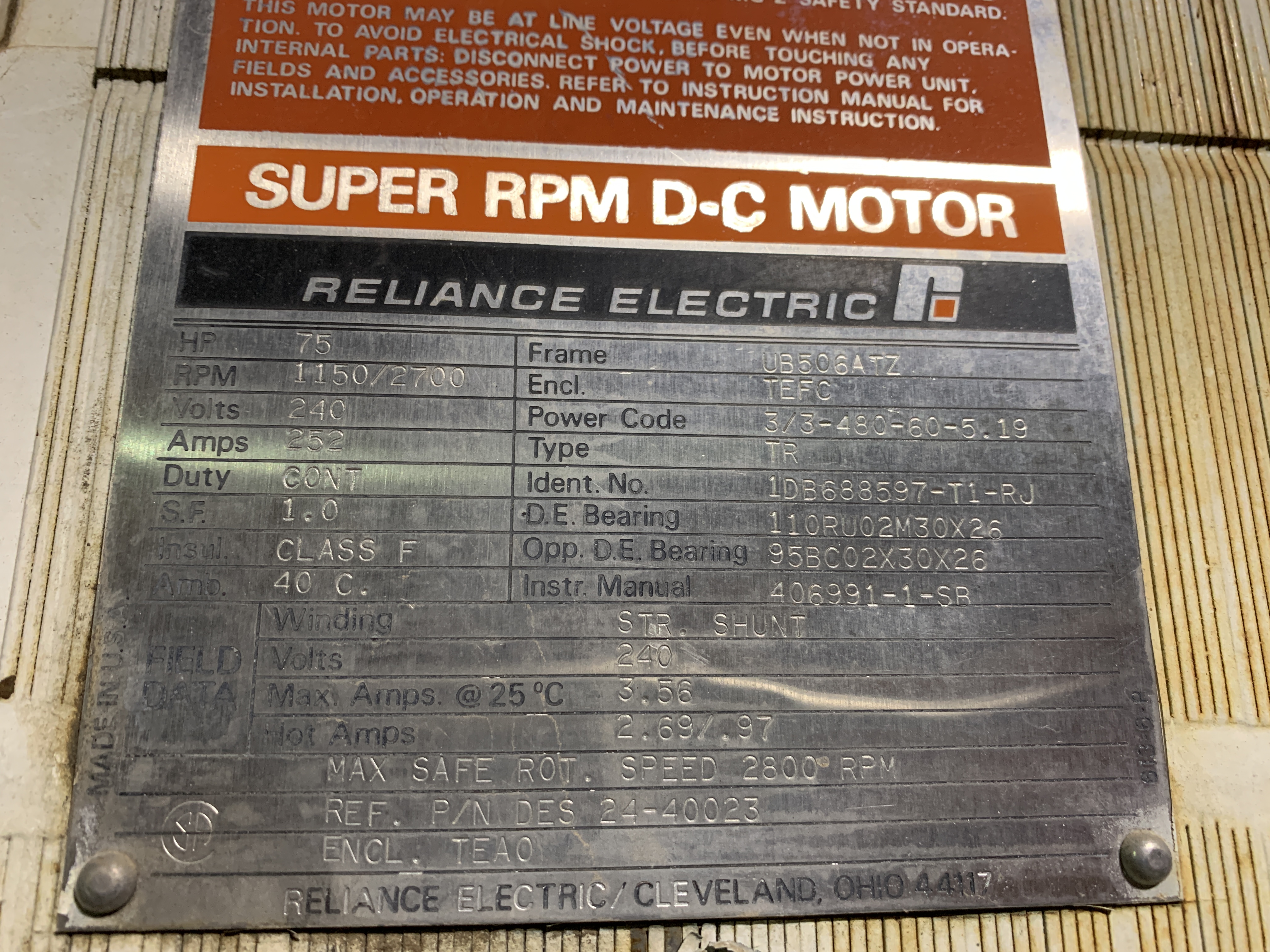 Used 75 HP D.C. Drive