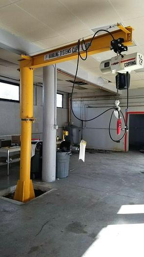 Used 10' x 1/2 Ton Jib Crane Swing Arm Boom with Electric Hoist