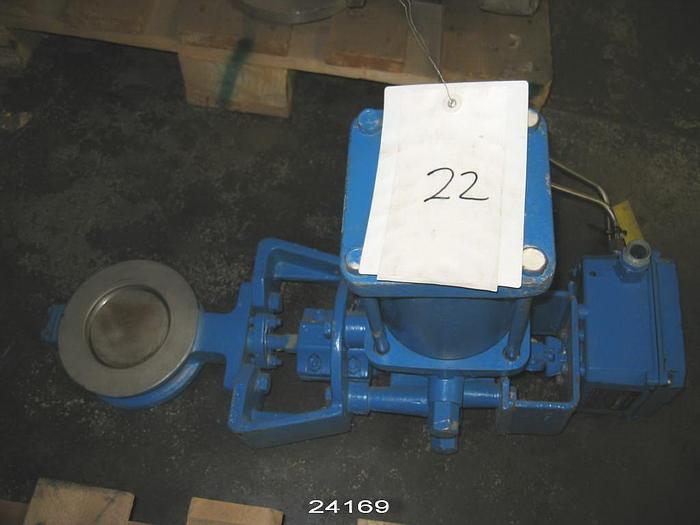 Used Neles Jamesbury  4" Neles Jamesbury Air Operated Butterfly Valve, Stainless Steel 316 Body, Stainless Steel 329 Shaft, Stainless Steel 316 Butterfly, Seat Inc 825 Cp, 150 Lb Rating, Neles Jamesbury St-200B Actuator, Neles Jamesbury Ne 724/S0 Positioner