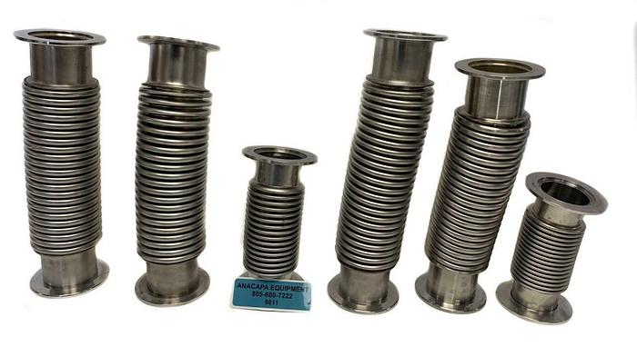 Used KF-50 Bellows Flex Hose Corrugated Vacuum Fitting Length 5-10.5" Lot of 6 (8611)