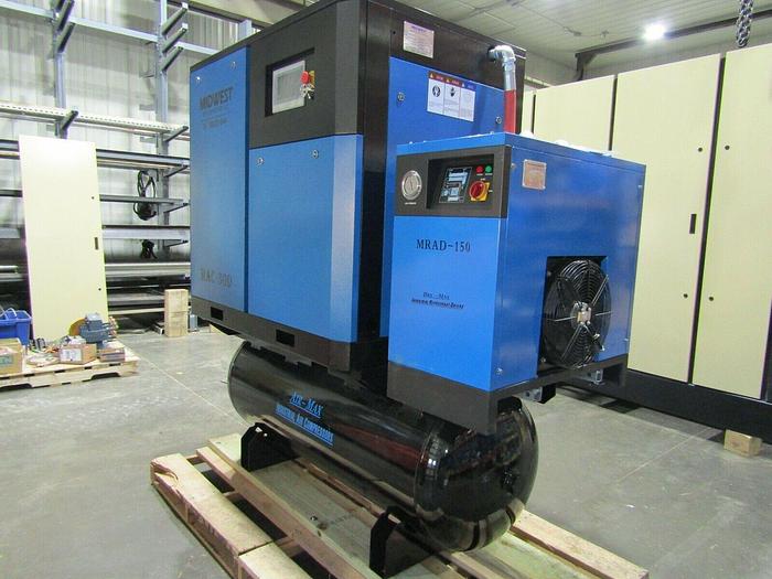 MAC-30D-P120H (NEW) Industrial Rotary Screw Compressor W/dryer/filters/120 tank