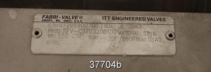 Used Fabri 6" Hand Operated Knife Gate Valve #37704