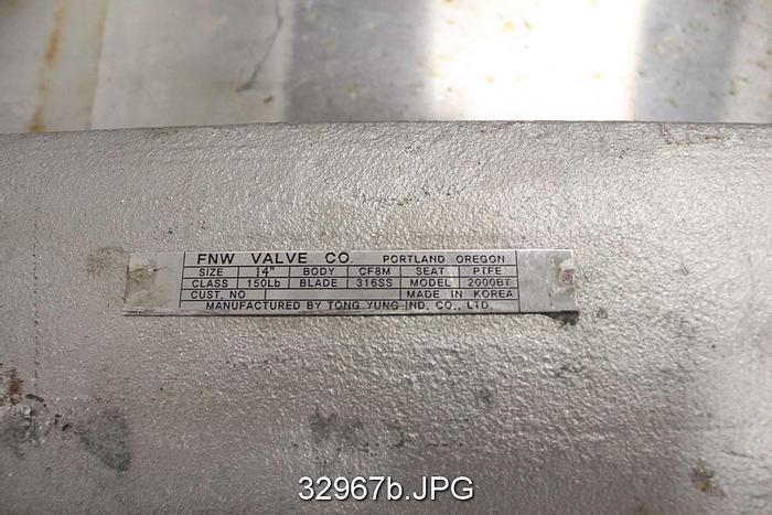 Used FNW 14" Hand Operated Knife Gate Valve #32967