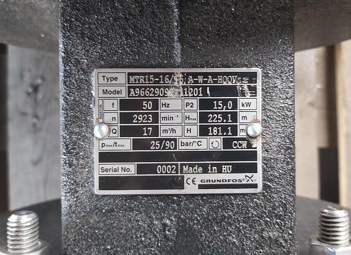 Gebraucht Eintauchpumpe, MTR 15 16/16 A-W-A-HQQV, 15 KW, 225m, 17m³/h, Grundfos, gebraucht