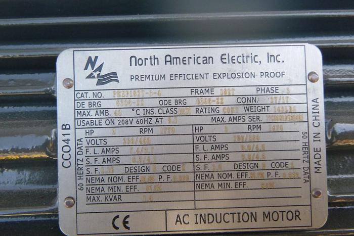 Unused Motor, 3 HP, North American, 1770 RPM Out, 230/460V #C744065