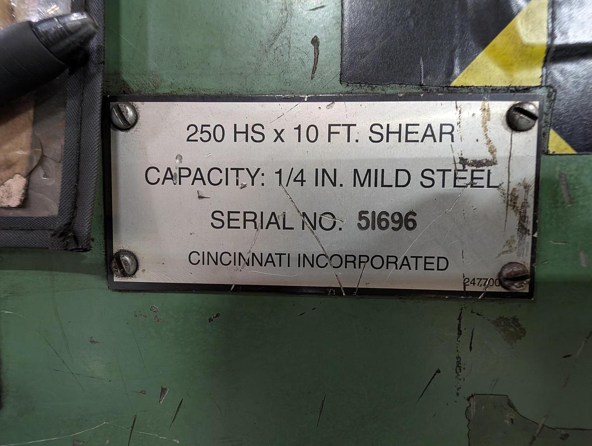 Used Cincinnati 1/4" x 10' shear