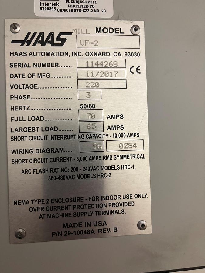 Used 2017 Haas VF-2