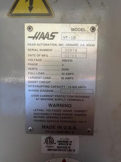 Used 2003 HAAS VF-1B