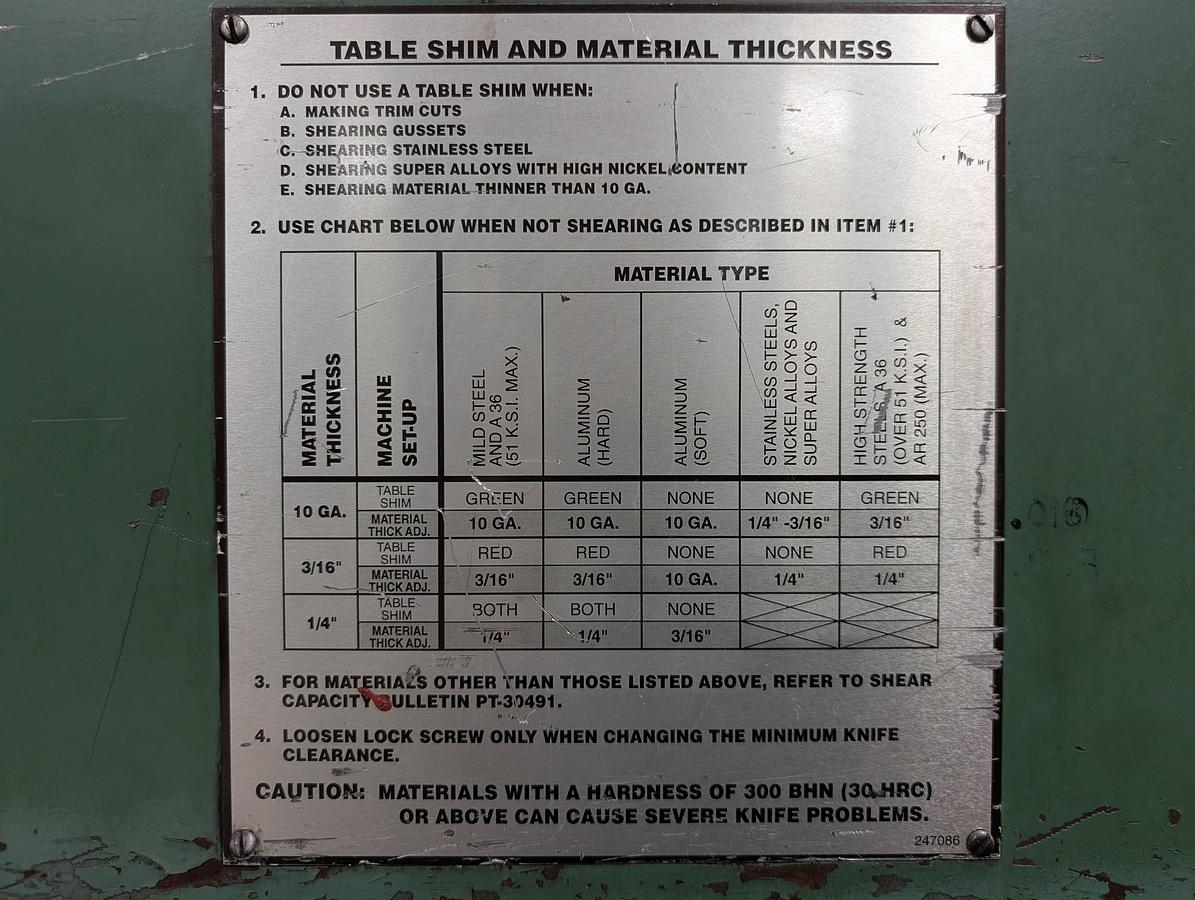Used Cincinnati 1/4" x 10' shear