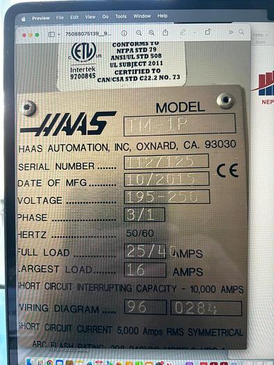 Used 2015 Haas TM-1P