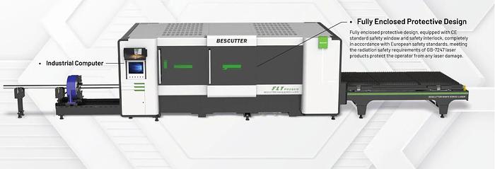 FLY PRO 5'X10' | 1500W - 6000W IPG | Fiber Laser Metal Sheet and Pipe Cutter Full Enclosure with Parallel Shuttle Table