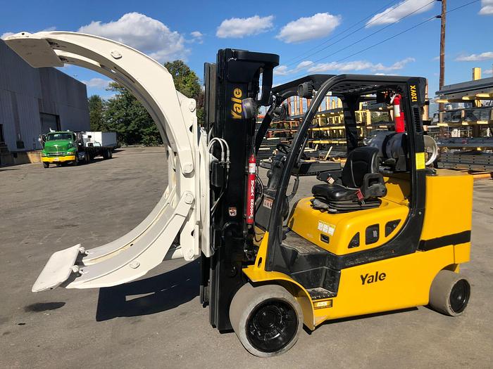 Used 12,000 POUND YALE ROLL CLAMP TRUCK MODEL GLC120VXPRS W/ 72" CLAMP MFG. 2015