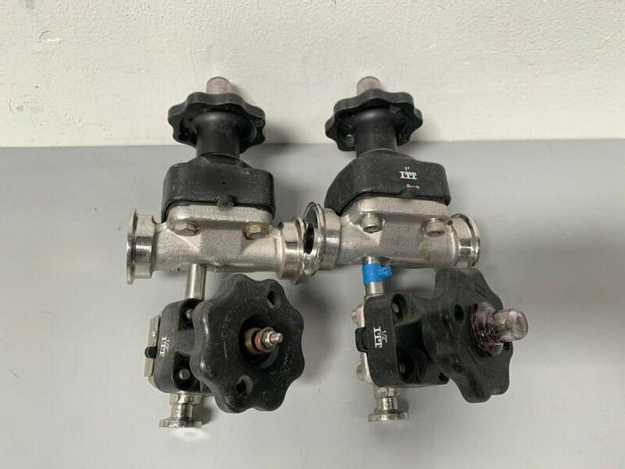 Used ITT Pure-Flo  Diaphragm Valve, 2 Valves w/ 1" & 1/2" Sanitary Fittings