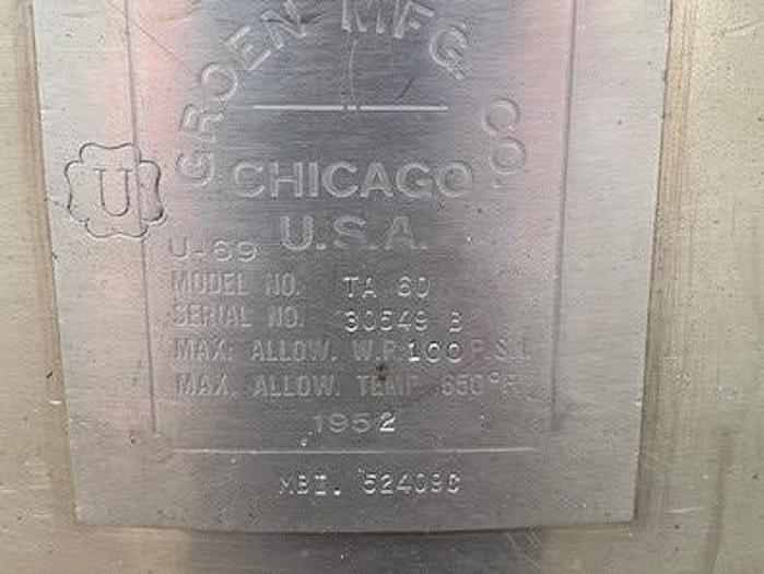 Used Groen 60 Gallon Stainless Steel Jacketed Steam Mix Kettle TH60