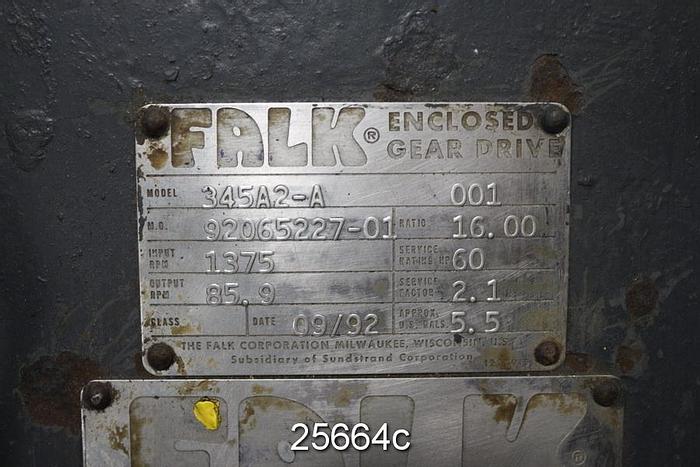 Refurbished Falk 345A2-A Parallel Shaft Gear Reducer, 16.00/1 Ratio #25664