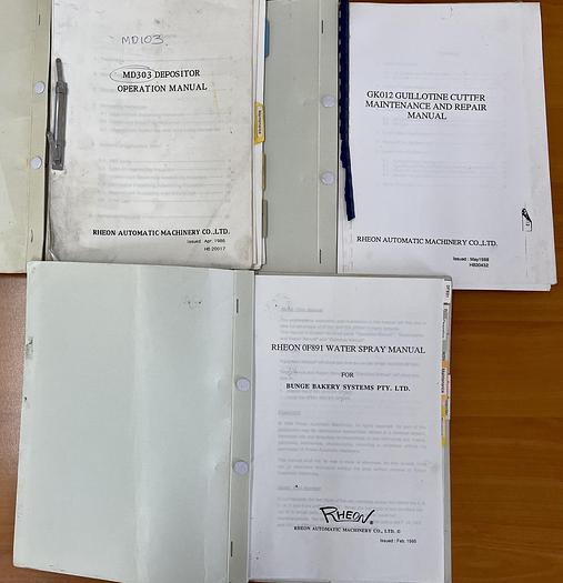 Used RHEON Pastry Sheeting Line MD303, GK012, OF891