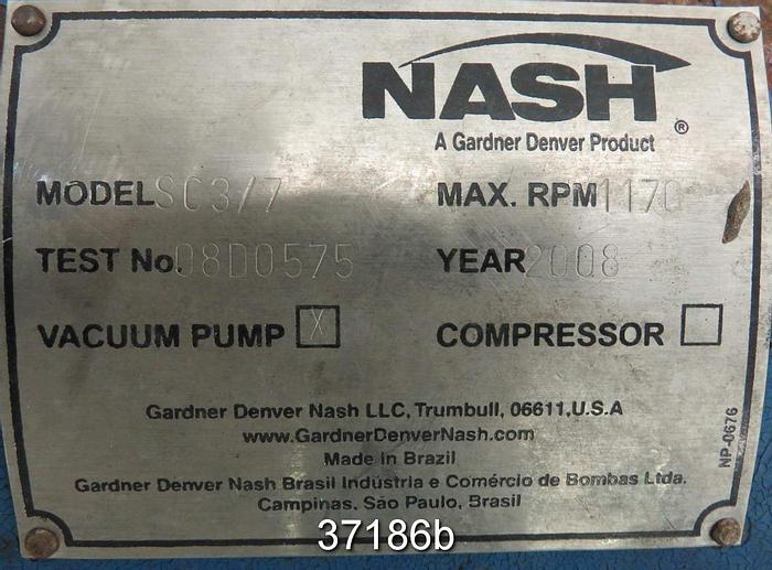 Used Nash SC3/7 Vacuum Pump with Motor #37186