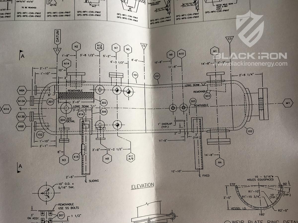 Used 48" X 16' 2127 psi Sour Horizontal 3 Phase Separator