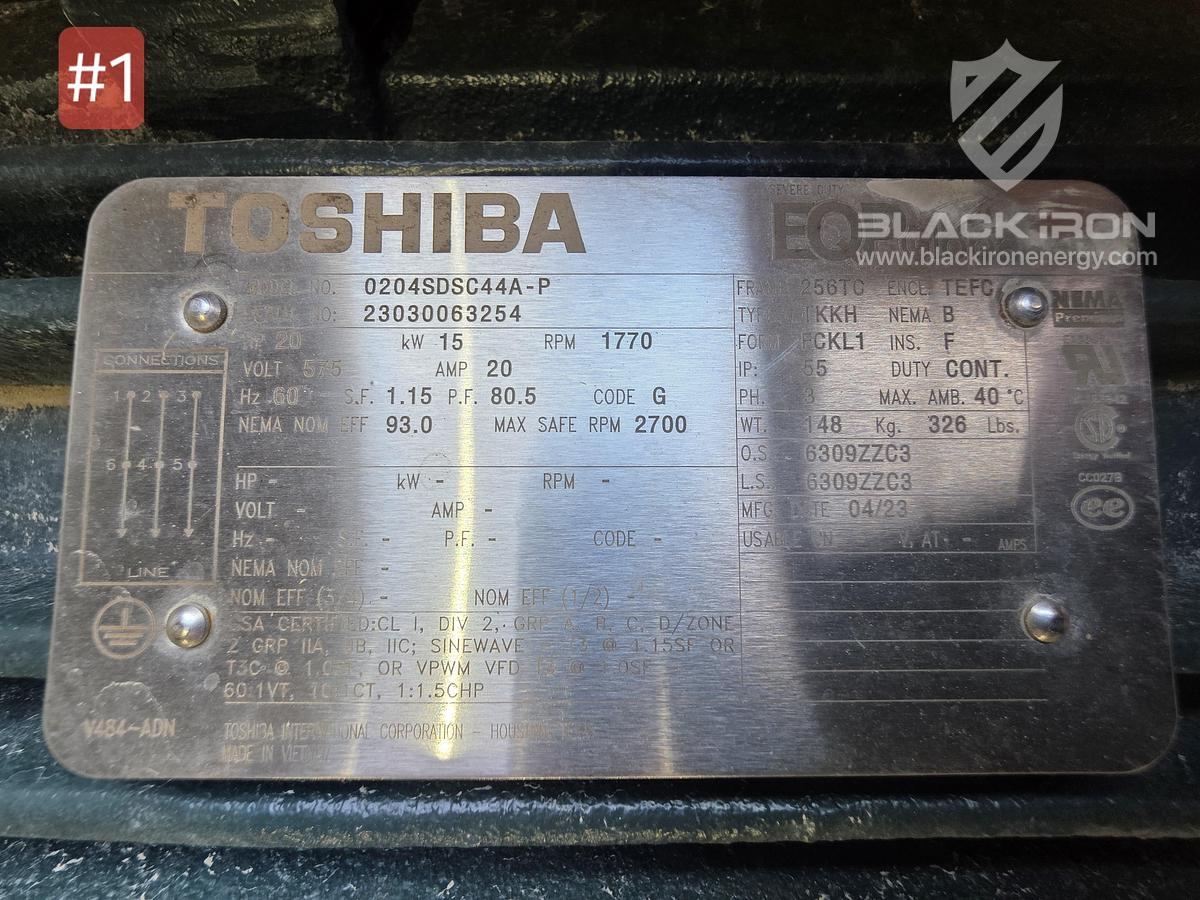 Used Toshiba 20 HP Electric Motor