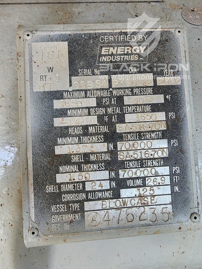 Used 36" Horizontal Sour Separator(1440 psi) with Blowcase(1650 psi)