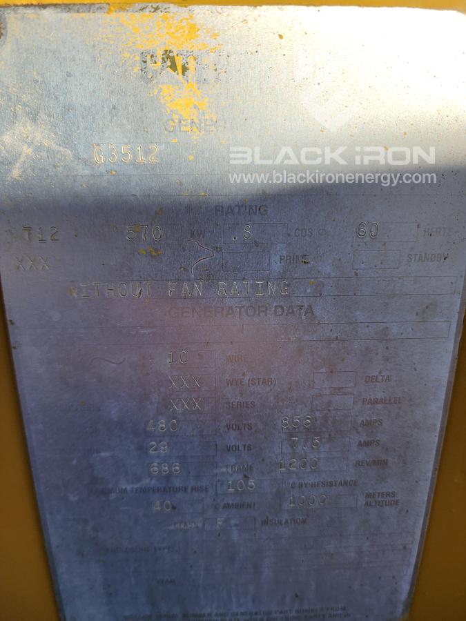 Used 570 KW CAT G3512 Genset