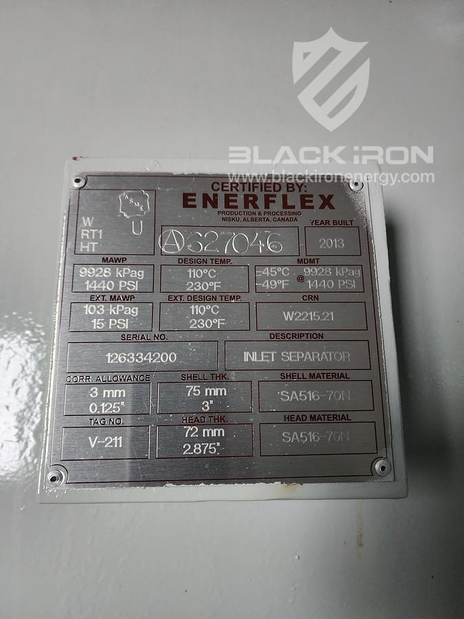 New Surplus 72” ID x 20’ S/S x 1440 psig Sour Inlet Separator