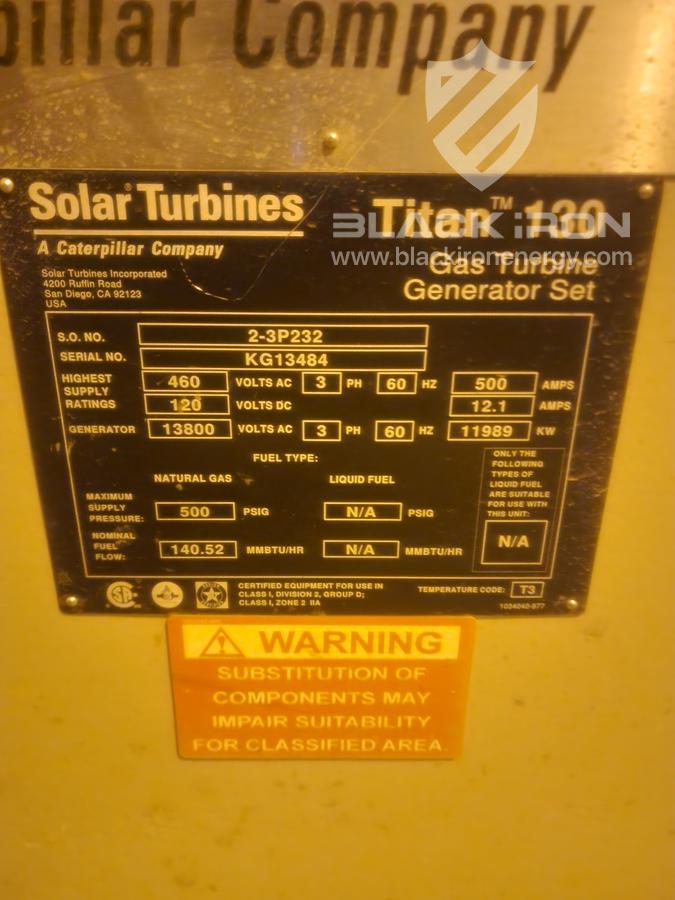 Used 15 MW Solar Titan T130 Gas Turbine Genset