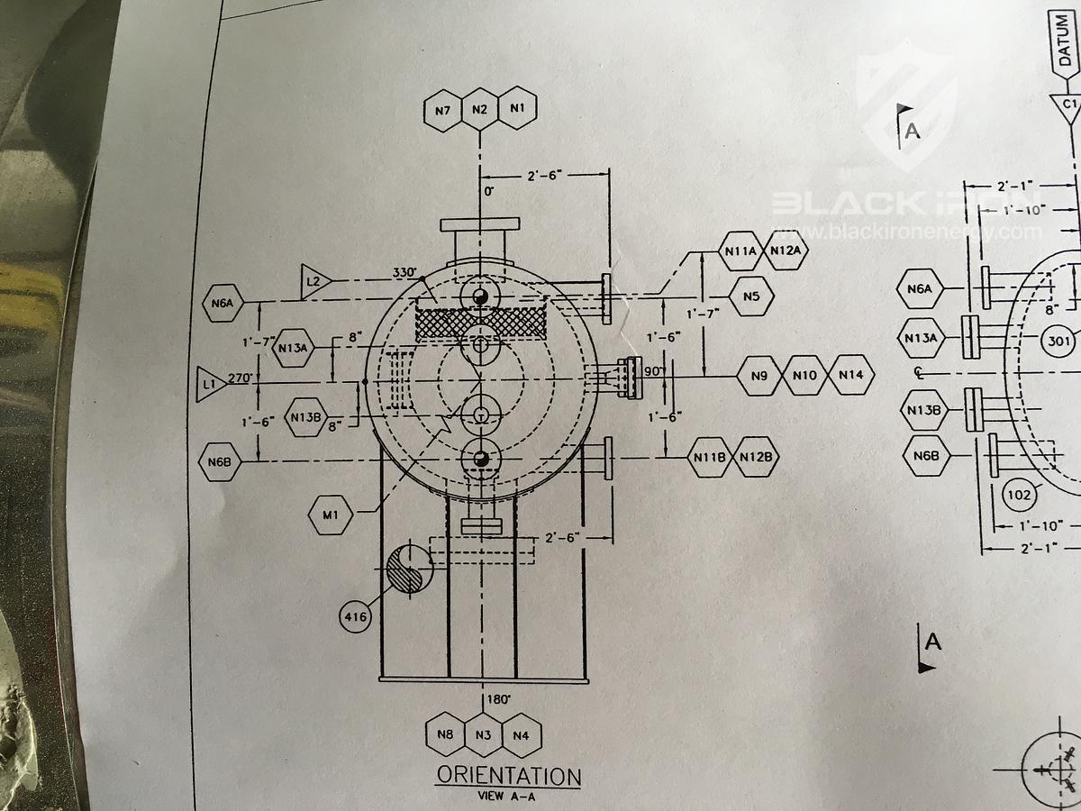 Used 48" X 16' 2127 psi Sour Horizontal 3 Phase Separator