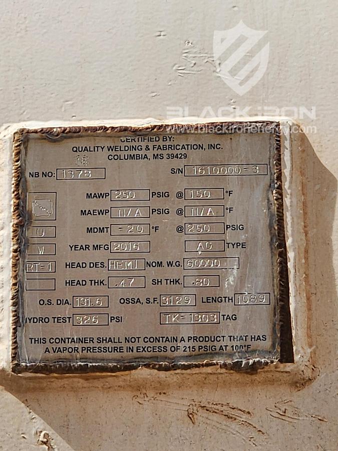 Used 60,000 USG x 250 psig MAWP Bullets (4 available)