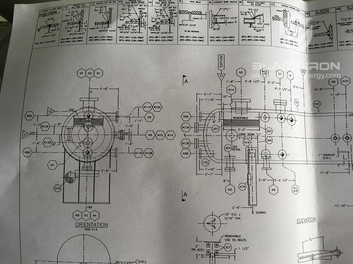 Used 48" X 16' 2127 psi Sour Horizontal 3 Phase Separator