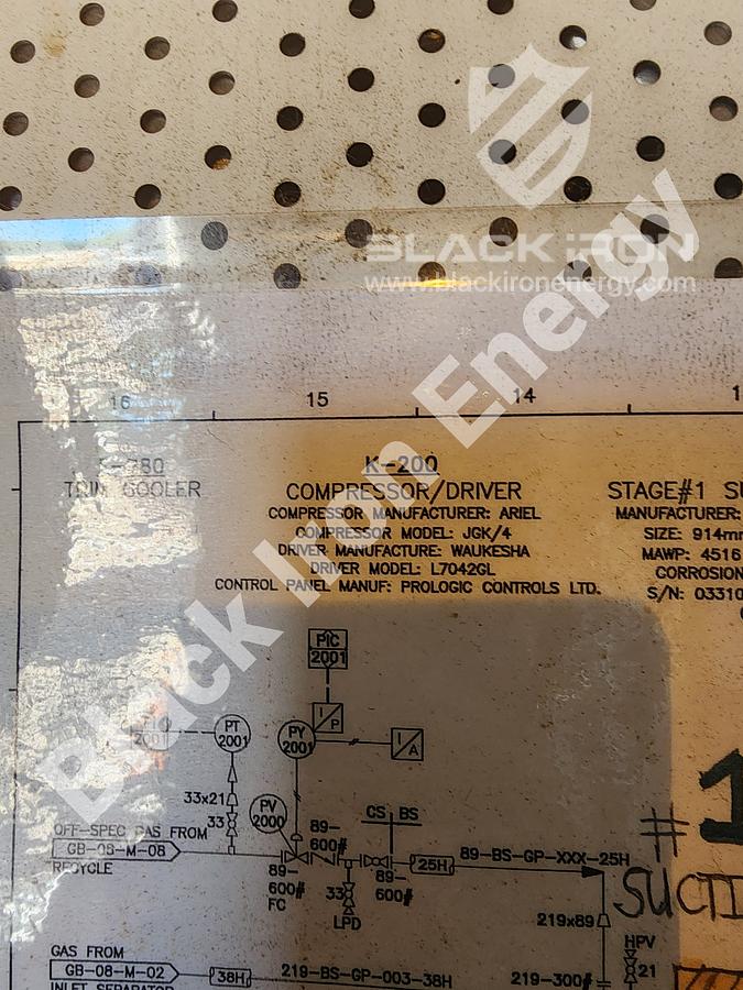 Used 1480 hp?? Waukesha L7042GL Natural Gas Engine (NO NAMEPLATE) c/w Silencer (Tag K-200)