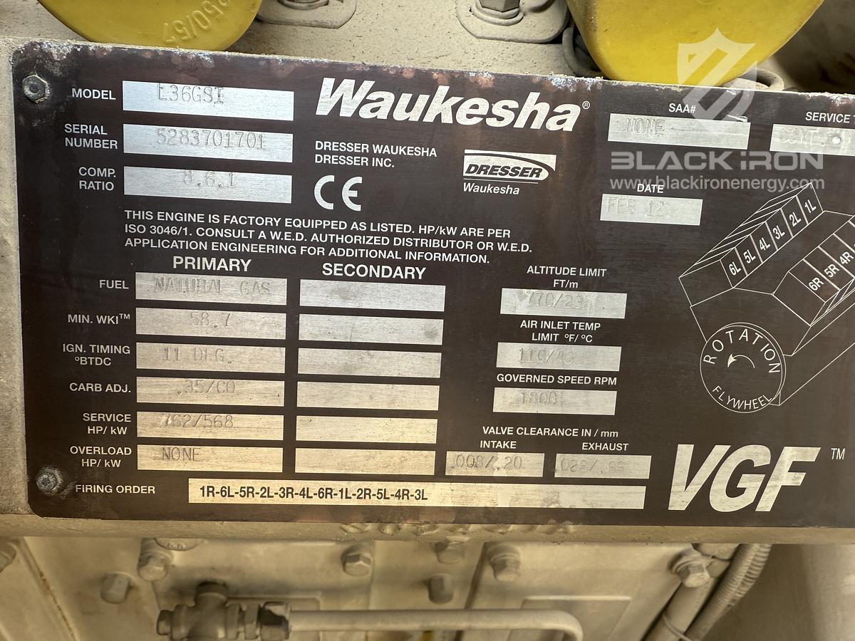 Used 500 kW Waukesha L36GSI Genset - Unit #1