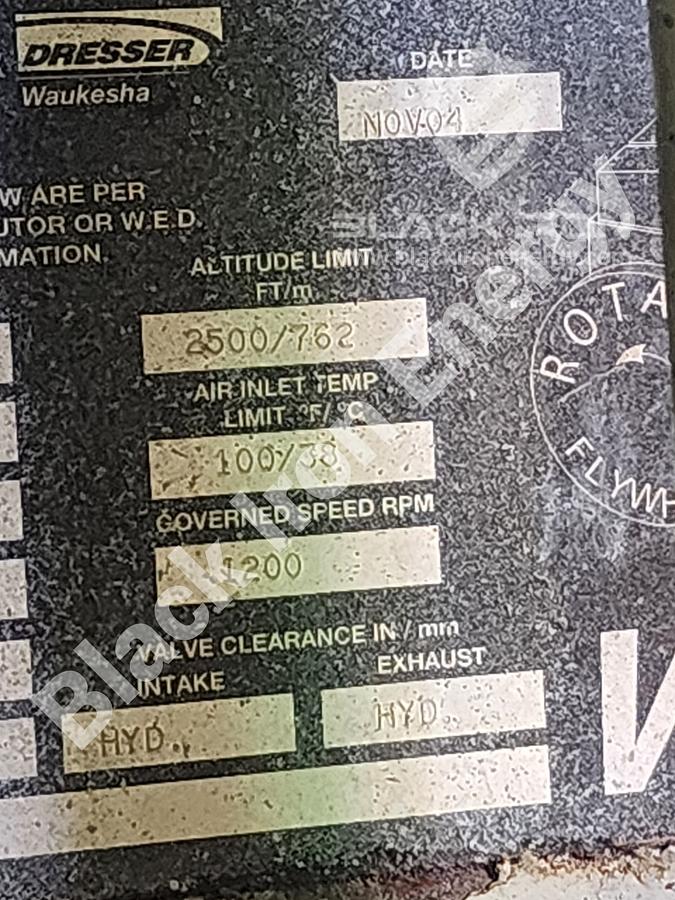 Used 840 hp Waukesha F3524GSI Natural Gas Engine c/w Silencer (Tag K-230)