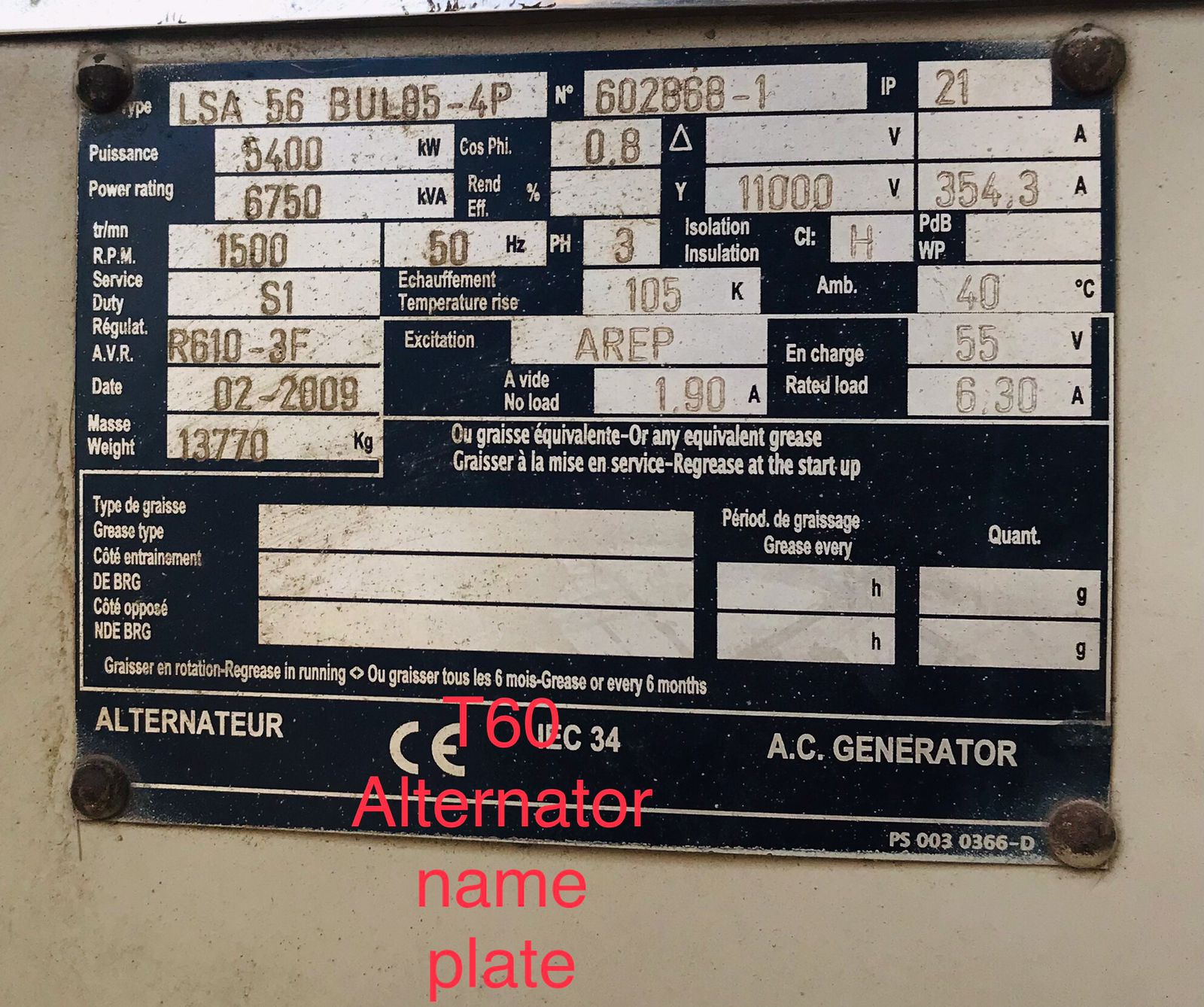 Used 5500 Kw T60 Gas Turbine