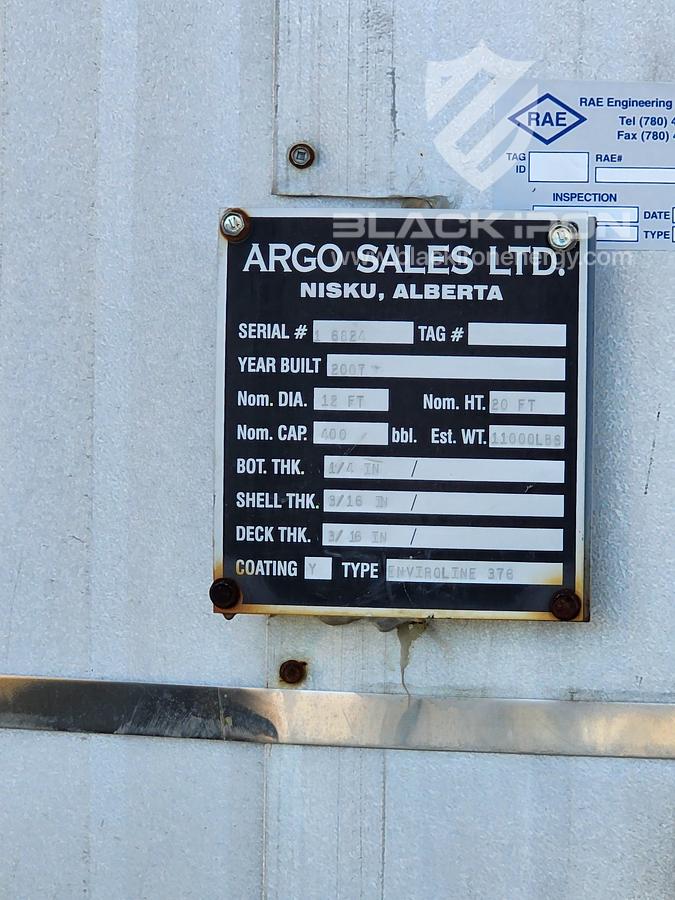 Used 400 BBL Tank Enviroline 376, Coated, 3/16"" Thick Shell