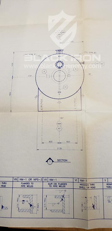 Used 8' Dia. x 16', 14 psig Flare KO c/w 12" Dia. x 100' Flare Stack