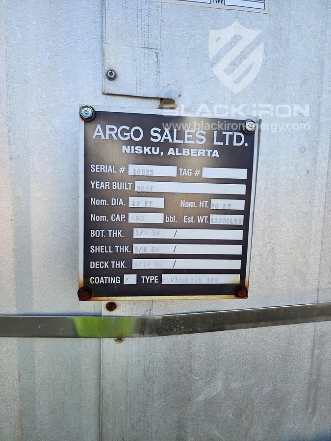 Used 400 BBL Tank Enviroline 376, Coated, 3/16"" Thick Shell