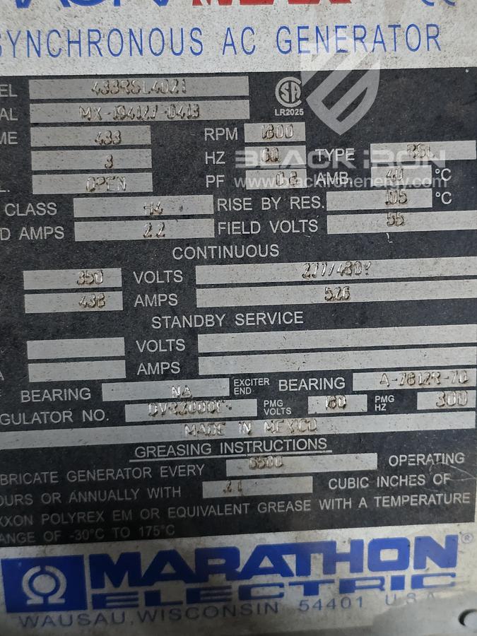 Used Dual Waukesha H24GL Marathon 350 kW Genset