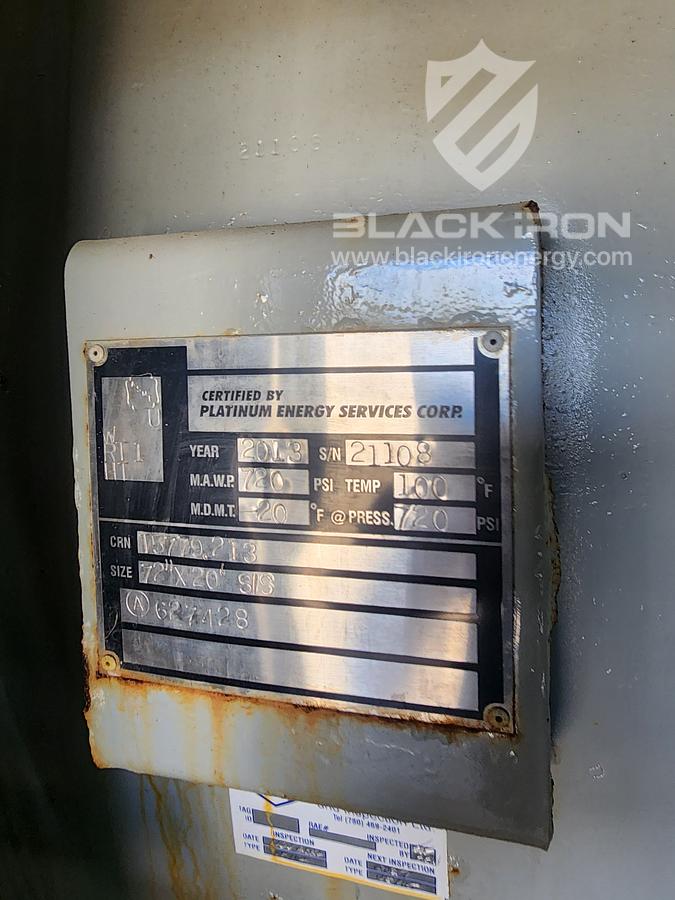 Used *72" x 20', 720 psi, Sour, Horizontal, 3 Phase