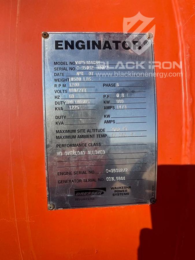 Used 975kw Waukesha 5794 Natural Gas 480V 60Hz