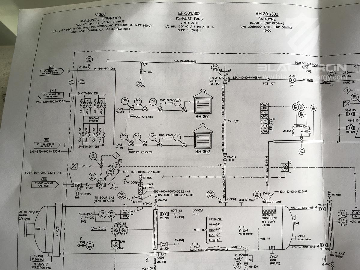 Used 48" X 16' 2127 psi Sour Horizontal 3 Phase Separator
