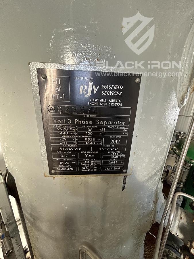 Used 30" x 10', 1440 Psi, Vertical w/ 400BBL Tank - Separator #15484